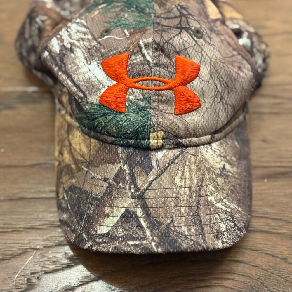 Under Armour Kids Woodland Camo Hat with Orange Logo